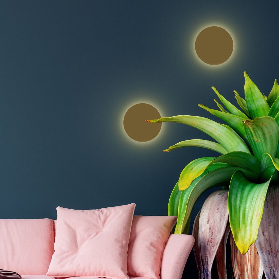 TK Luna vegglampe, rund - gullmetall