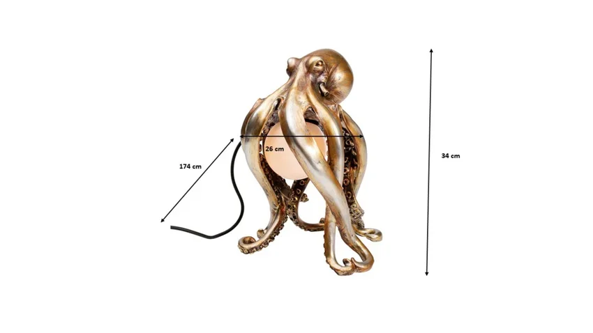 KARE DESIGN Animal Octopus bordlampe - hvid glas og guld polyresin