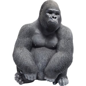 KARE DESIGN Monkey Gorilla sidoskulptur - svart/gr polyresin (H 38,5)