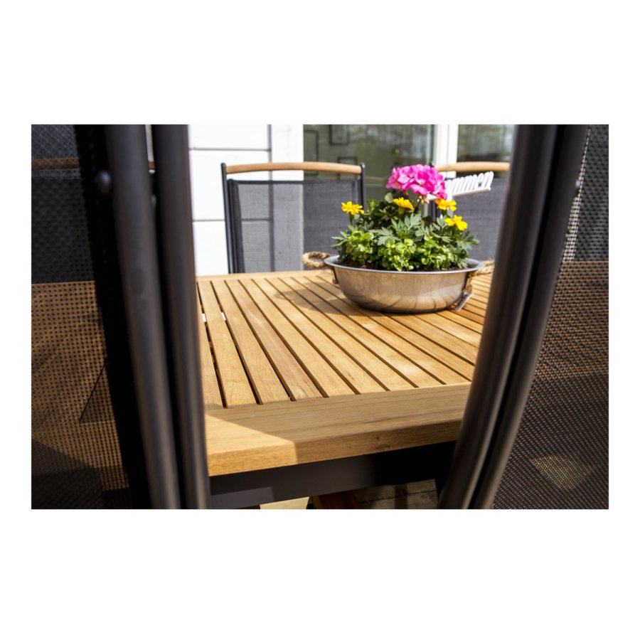 VENTURE DESIGN Panama havestol m. 5 positioner og armln - sort stof og aluminium samt natur teaktr