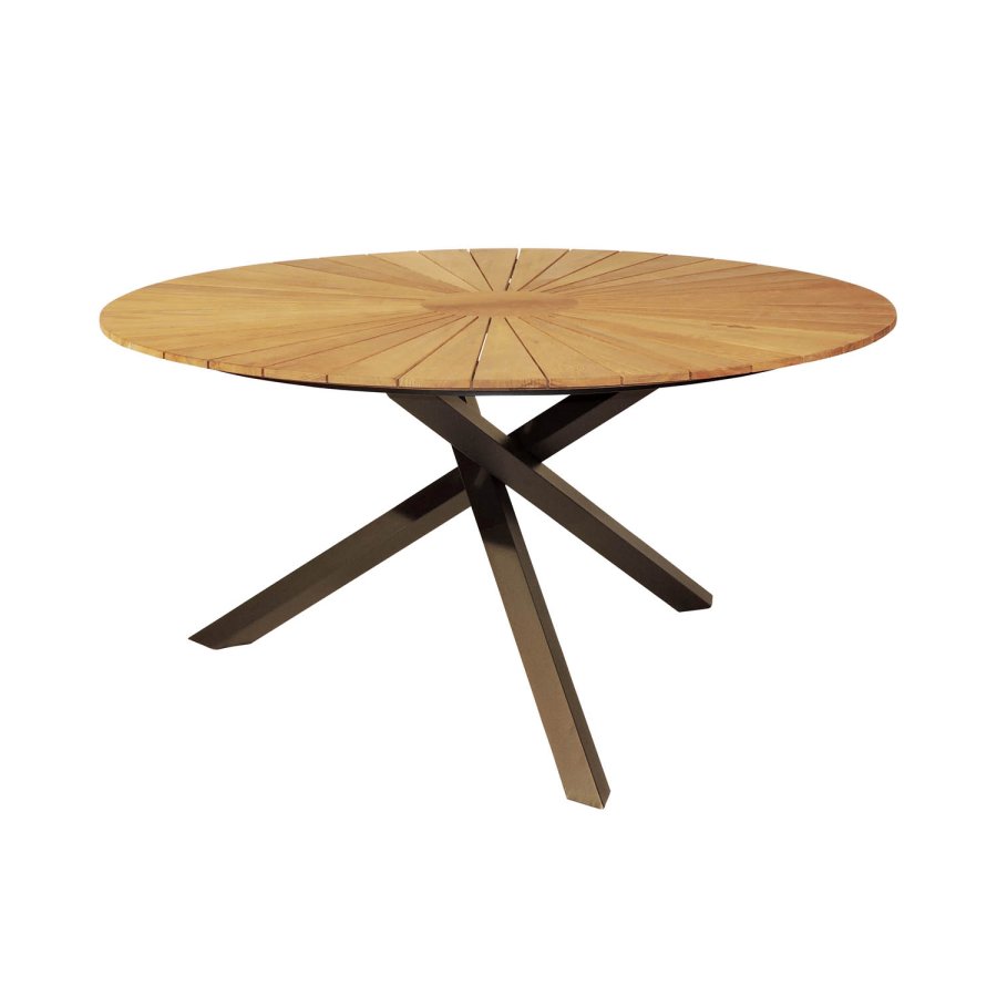 VENTURE DESIGN rundt Mexico hagebord - naturlig teak og svart aluminium (140)