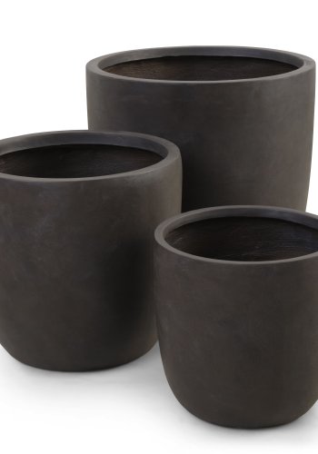 Chili utendrspotte, rund - brun fibersement (51/65/80) (sett med 3)