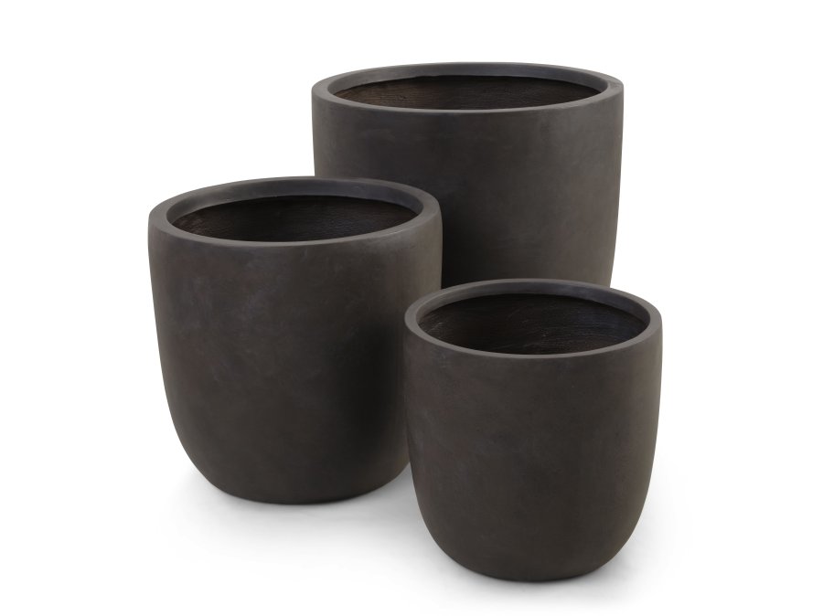 Chili utendrspotte, rund - brun fibersement (51/65/80) (sett med 3)