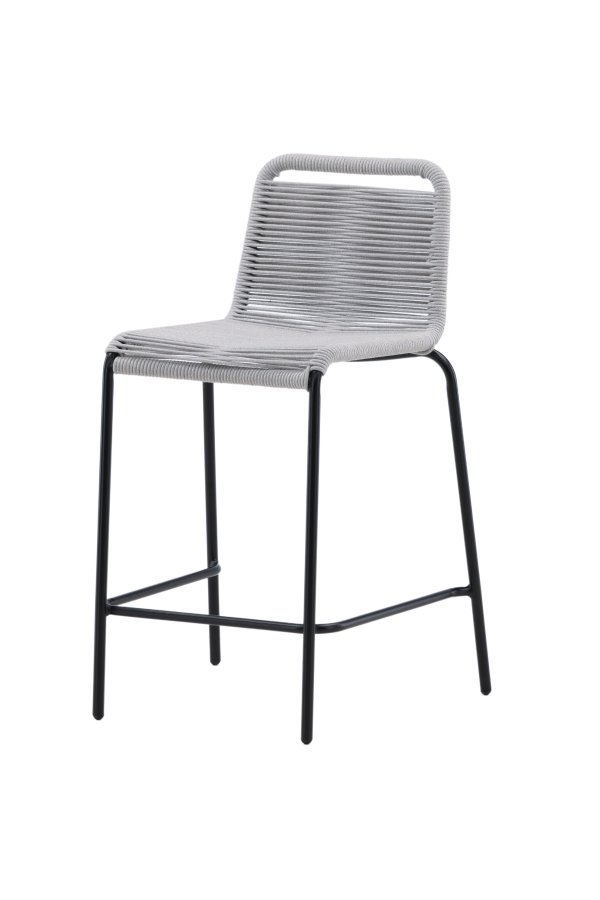 VENTURE DESIGN Lindos utendrs barkrakk, med ryggsttte og fotsttte - lysegr tau og svart stl