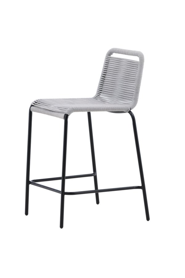 VENTURE DESIGN Lindos utendrs barkrakk, med ryggsttte og fotsttte - lysegr tau og svart stl