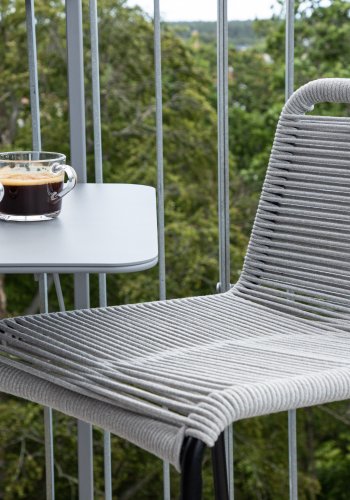 VENTURE DESIGN Lindos utendrs barkrakk, med ryggsttte og fotsttte - lysegr tau og svart stl