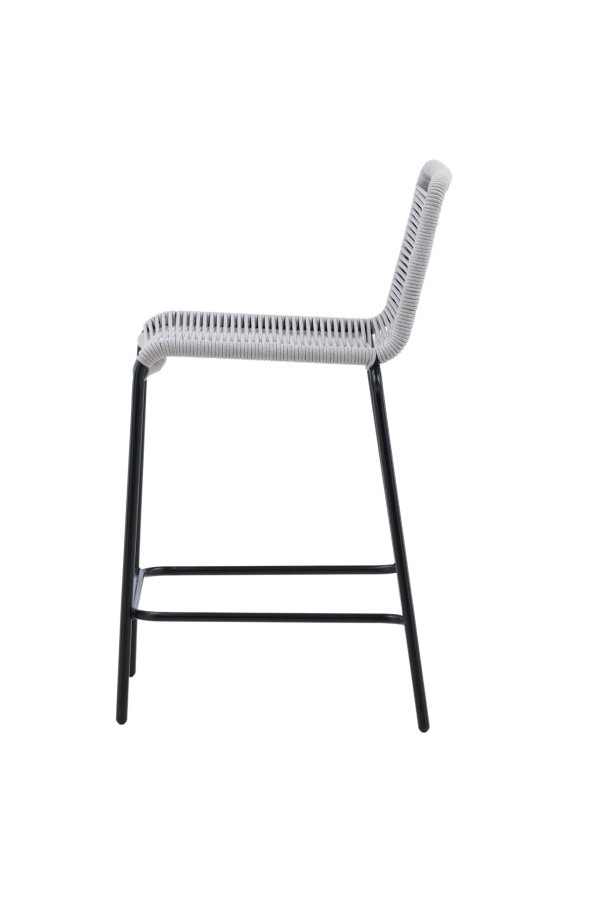 VENTURE DESIGN Lindos utendrs barkrakk, med ryggsttte og fotsttte - lysegr tau og svart stl