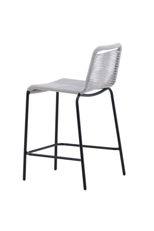 VENTURE DESIGN Lindos utendrs barkrakk, med ryggsttte og fotsttte - lysegr tau og svart stl