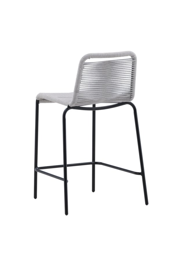 VENTURE DESIGN Lindos utendrs barkrakk, med ryggsttte og fotsttte - lysegr tau og svart stl