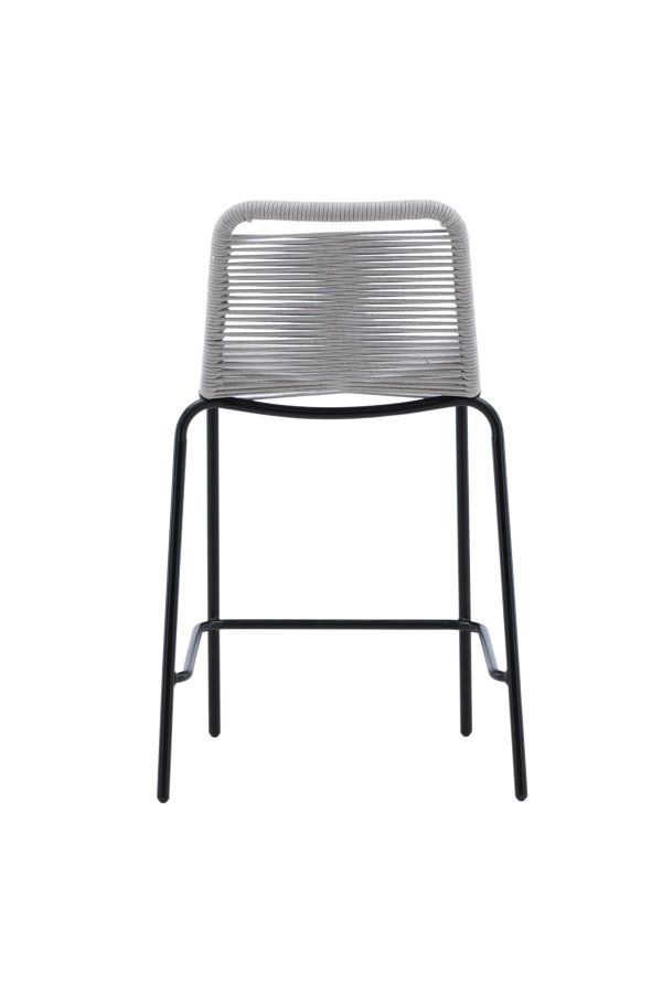 VENTURE DESIGN Lindos utendrs barkrakk, med ryggsttte og fotsttte - lysegr tau og svart stl