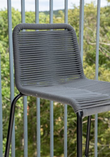 VENTURE DESIGN Lindos utendrs barkrakk, med ryggsttte og fotsttte - mrkegrtt tau og svart stl