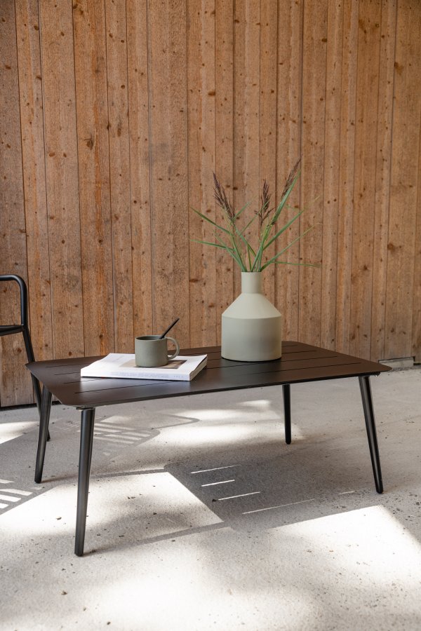 VENTURE DESIGN Lina utendrs salongbord, rektangulrt - svart aluminium (60x100)