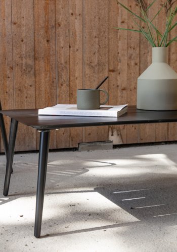 VENTURE DESIGN Lina utendrs salongbord, rektangulrt - svart aluminium (60x100)