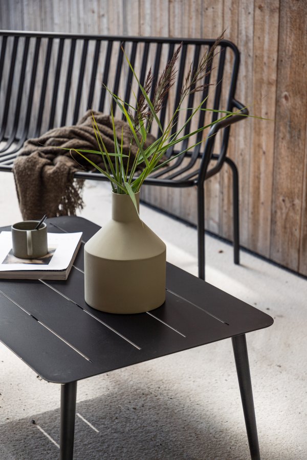 VENTURE DESIGN Lina utendrs salongbord, rektangulrt - svart aluminium (60x100)