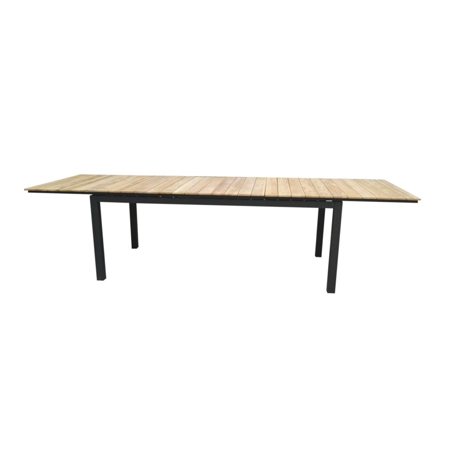 VENTURE DESIGN rektangulr Mexico havebord m. udtrk - natur teaktr og sort aluminium