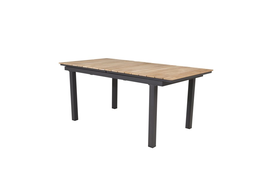 VENTURE DESIGN rektangul�r Mexico havebord m. udtr�k - natur teaktr� og sort aluminium