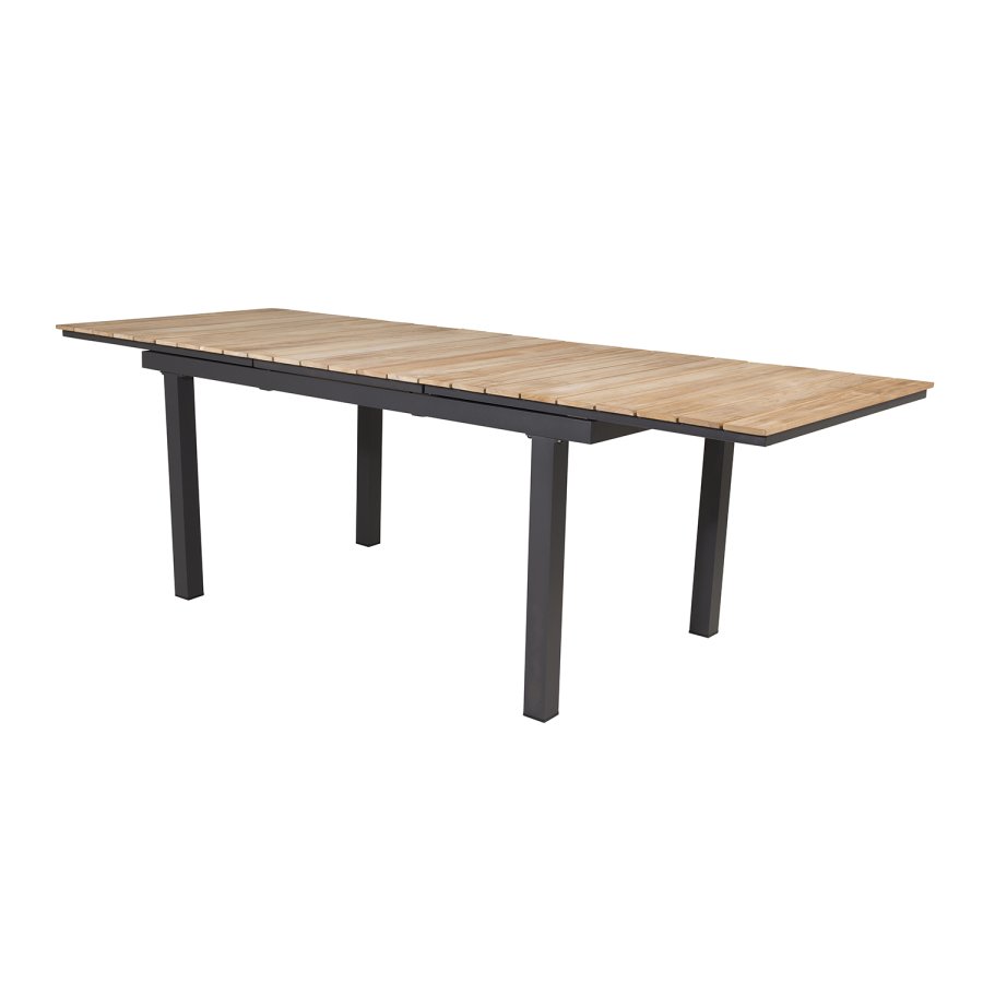 VENTURE DESIGN havest, m. Mexico bord, m. udtrk og 4 Anna stole - natur teak/sort alu 