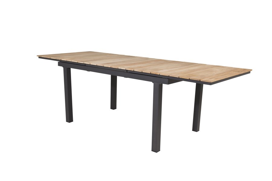 VENTURE DESIGN rektangul�r Mexico havebord m. udtr�k - natur teaktr� og sort aluminium