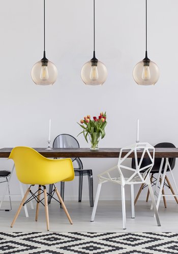 TK Cubus loftlampe - rav glas og sort metal