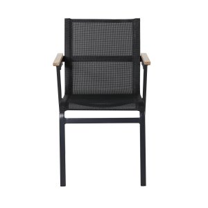 VENTURE DESIGN Mexico havestol, m. armln - natur teaktr, sort textilene og aluminium