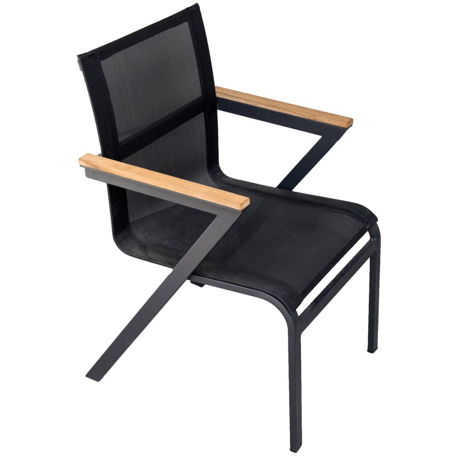 VENTURE DESIGN Mexico havestol, m. armln - natur teaktr, sort textilene og aluminium