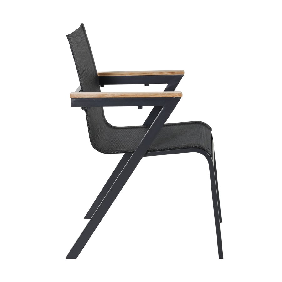 VENTURE DESIGN Mexico havestol, m. armln - natur teaktr, sort textilene og aluminium