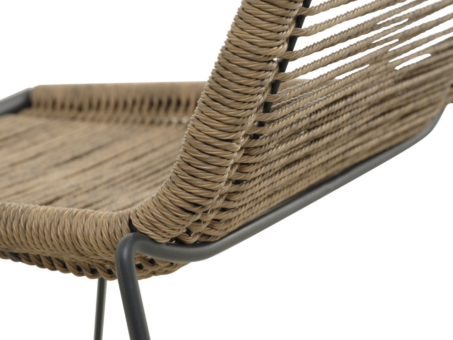 Maui kafésett, med. 1 bord og 2 stoler - rottingfletning og antrasittgrtt metall