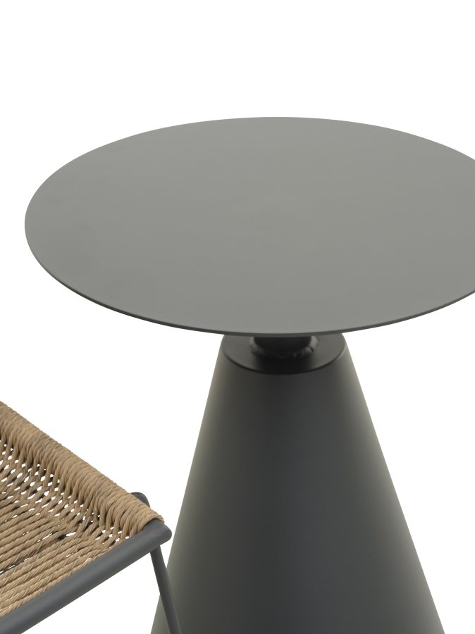 Maui kafésett, med. 1 bord og 2 stoler - rottingfletning og antrasittgrtt metall