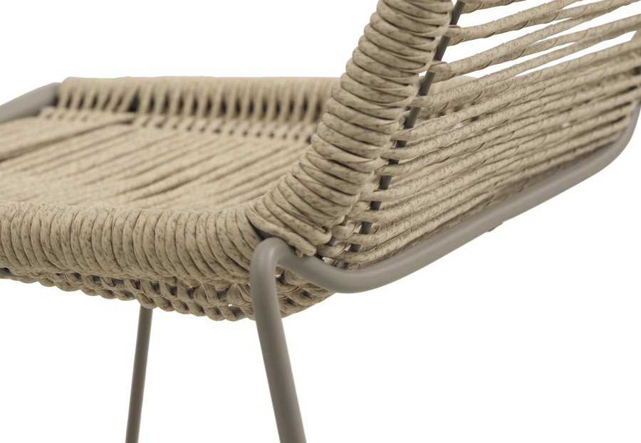 Maui kafésett, med. 1 bord og 2 stoler - rottingfletning og steingrtt metall