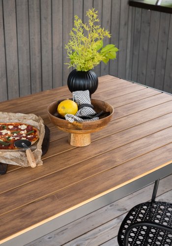 VENTURE DESIGN Break hagebord, rektangulrt - naturlig polytre og svart aluminium (90x150)