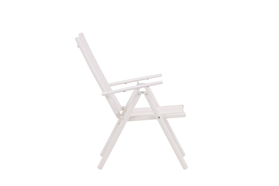 VENTURE DESIGN Break hagestol, med armlener og 5-posisjoner - hvit tekstilen og aluminium
