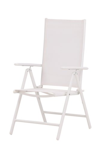 VENTURE DESIGN Break hagestol, med armlener og 5-posisjoner - hvit tekstilen og aluminium