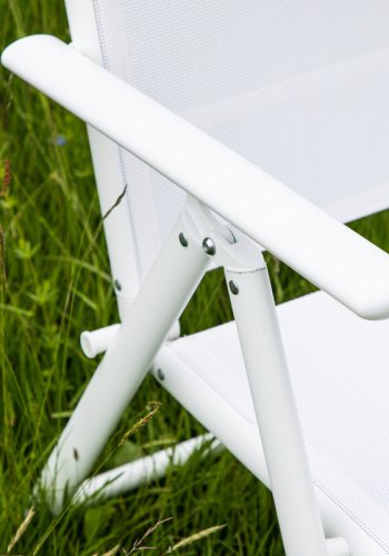 VENTURE DESIGN Break hagestol, med armlener og 5-posisjoner - hvit tekstilen og aluminium
