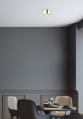 TK Dallas loftlampe, rund - guld metal