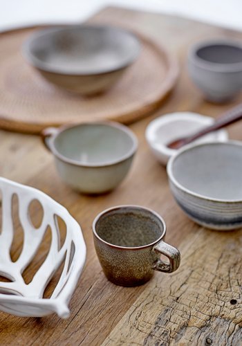 BLOOMINGVILLE Elia Schüssel, Blau, Steingut, 3er-Set