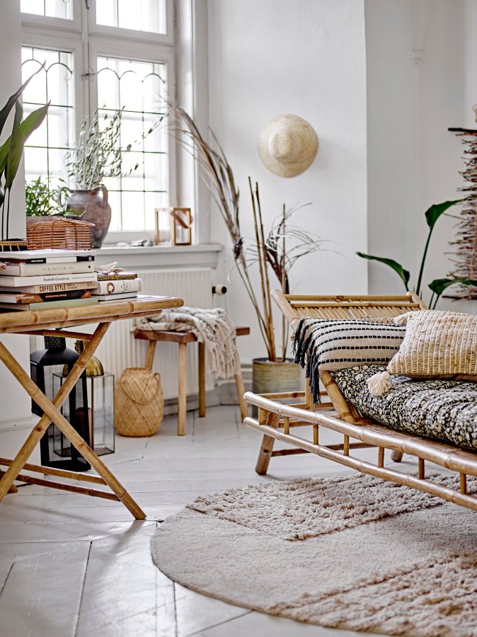 BLOOMINGVILLE Musu Laterne mit Glas, Natur, Bambus