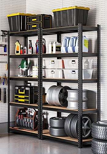 SONGMICS hylle for verktyrom, m. 5 hyller - naturlig MDF og sort stl