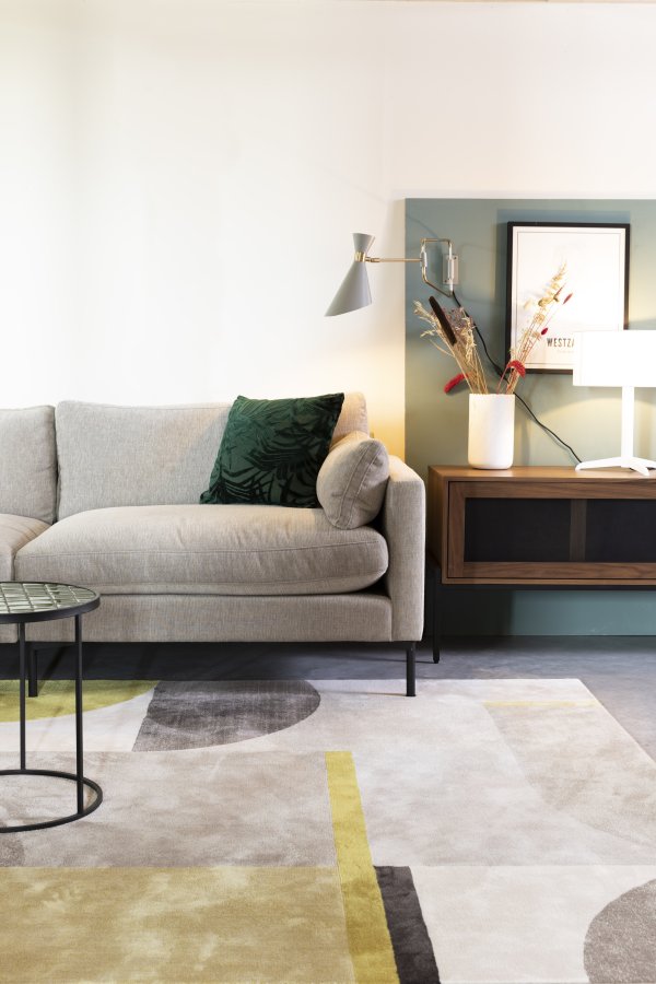 ZUIVER Hilton teppe, med mnster - gr og gul decolan (160x230)