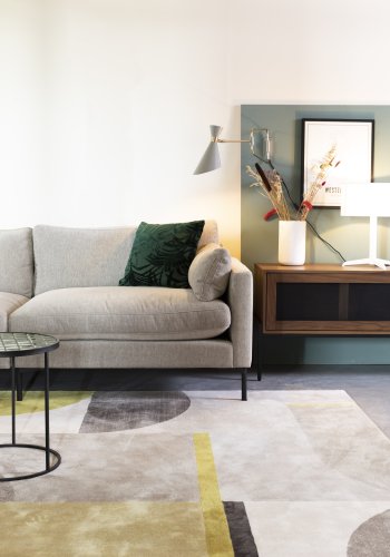 ZUIVER Hilton teppe, med mnster - gr og gul decolan (200x290)