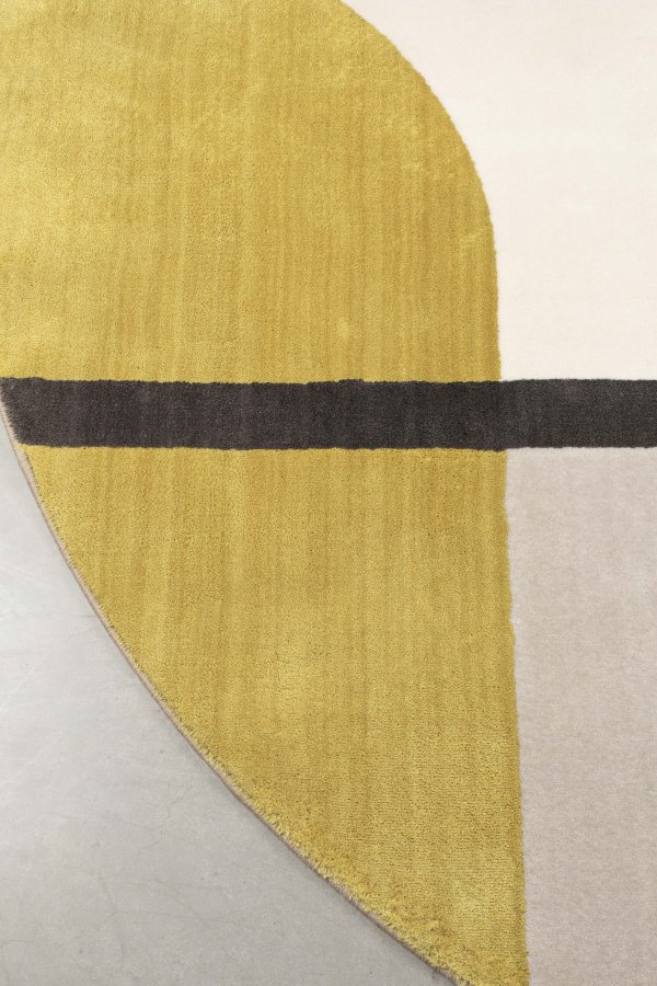 ZUIVER Hilton teppe, med mnster, rundt - gr og gul decolan (240)