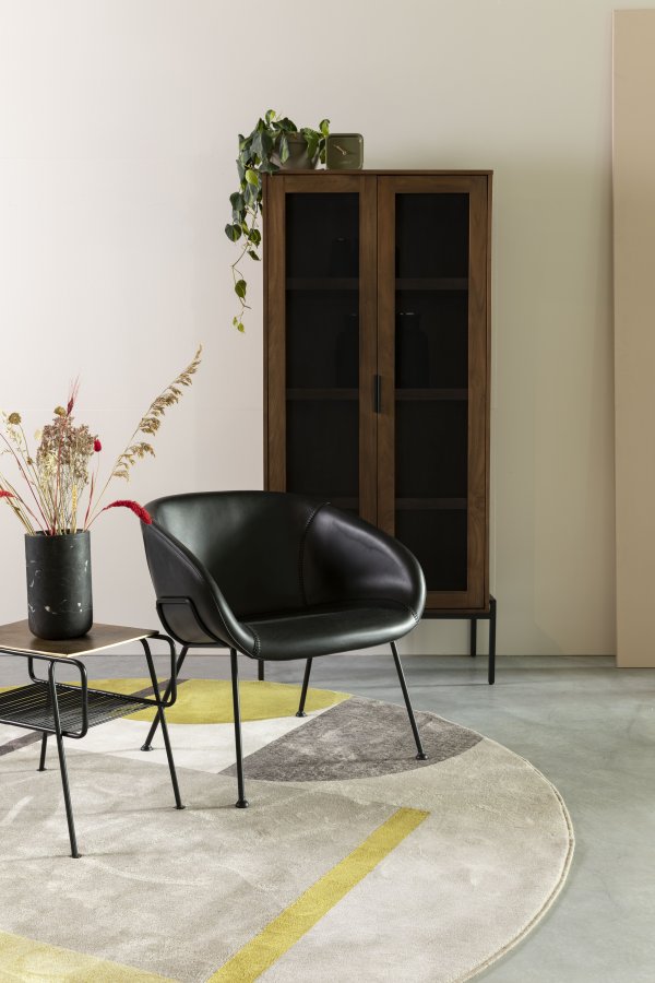 ZUIVER Hilton teppe, med mnster, rundt - gr og gul decolan (240)