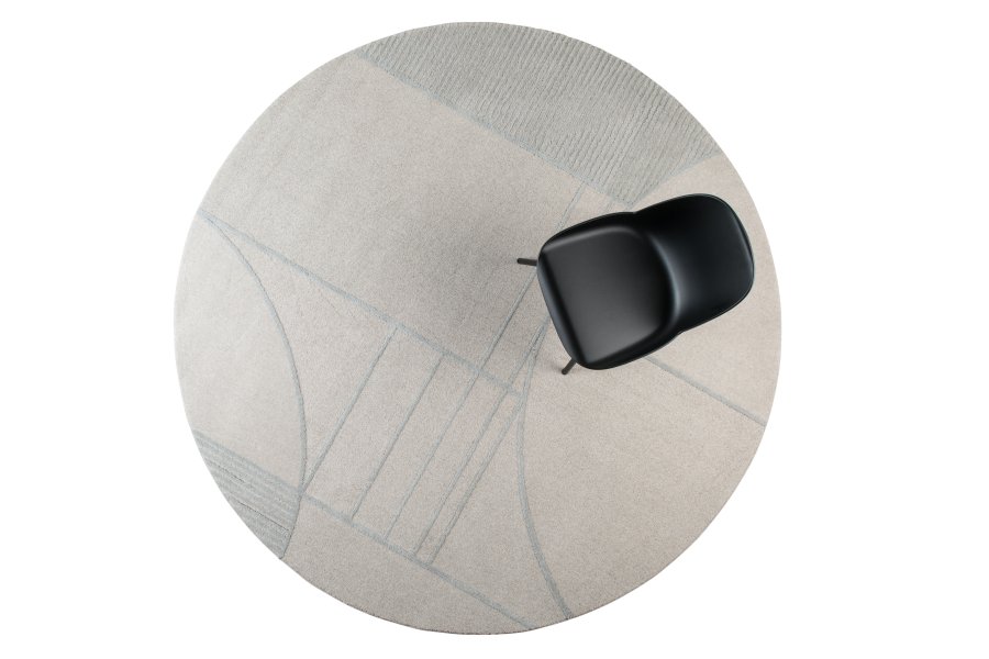 ZUIVER Bliss gulvtppe, m. mnster, rund - gr bl uld (240)