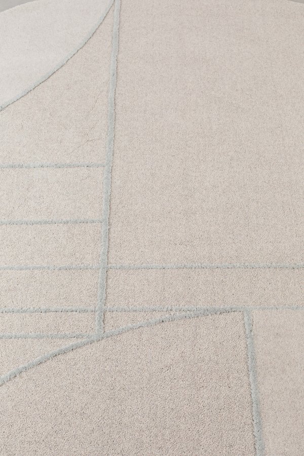 ZUIVER Bliss gulvtppe, m. mnster, rund - gr bl uld (240)