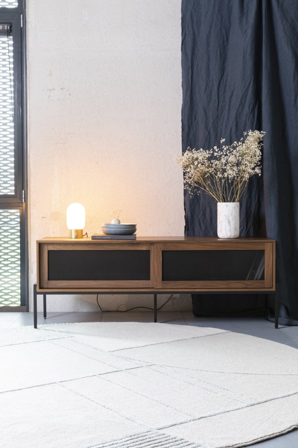 ZUIVER Bliss gulvtppe, m. mnster, rund - gr bl uld (240)