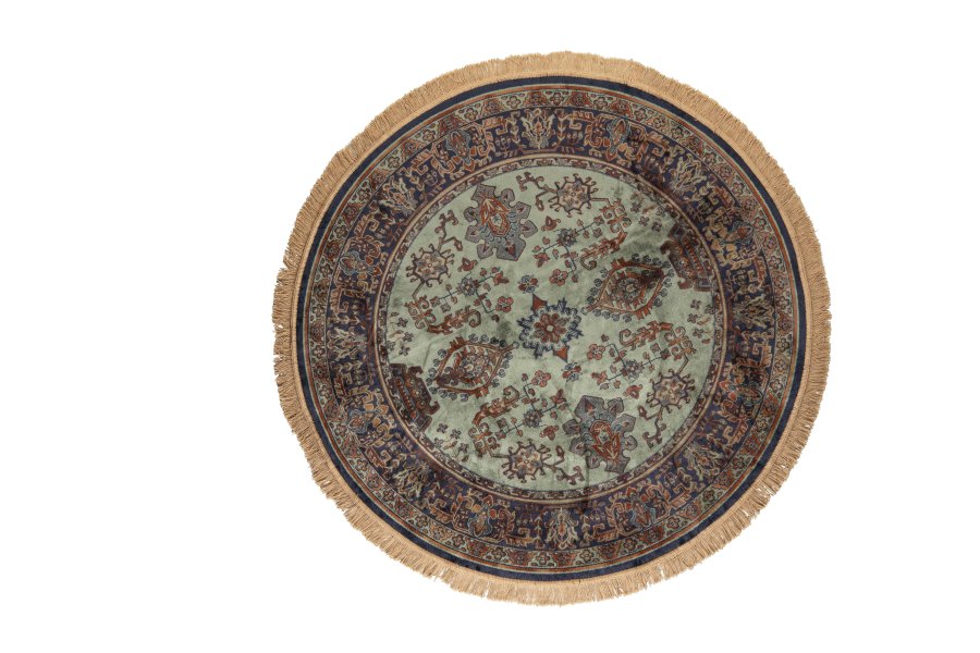 WHITE LABEL LIVING Raz-teppe, rundt - grnn og flerfarget viskose (160)