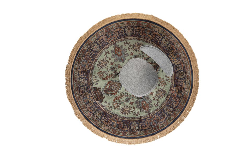 WHITE LABEL LIVING Raz-teppe, rundt - grnn og flerfarget viskose (160)