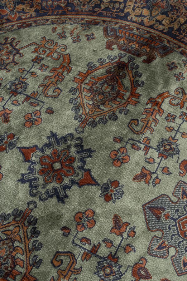 WHITE LABEL LIVING Raz-teppe, rundt - grnn og flerfarget viskose (160)