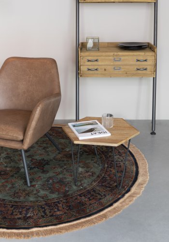 WHITE LABEL LIVING Raz-teppe, rundt - grnn og flerfarget viskose (160)