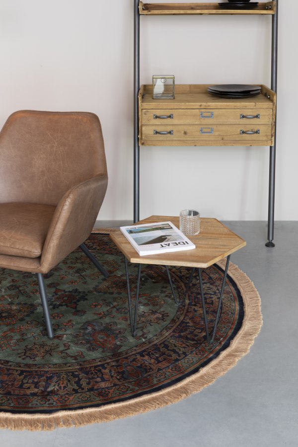 WHITE LABEL LIVING Raz-teppe, rundt - grnn og flerfarget viskose (160)