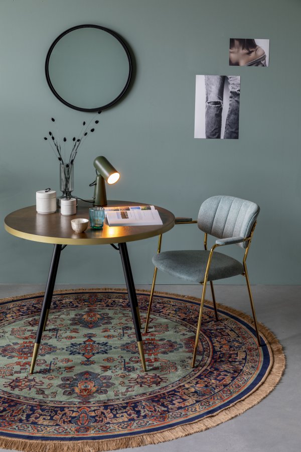 WHITE LABEL LIVING Raz-teppe, rundt - grnn og flerfarget viskose (200)